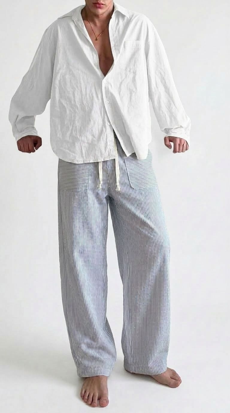 Blue Stripe Baggy Pants