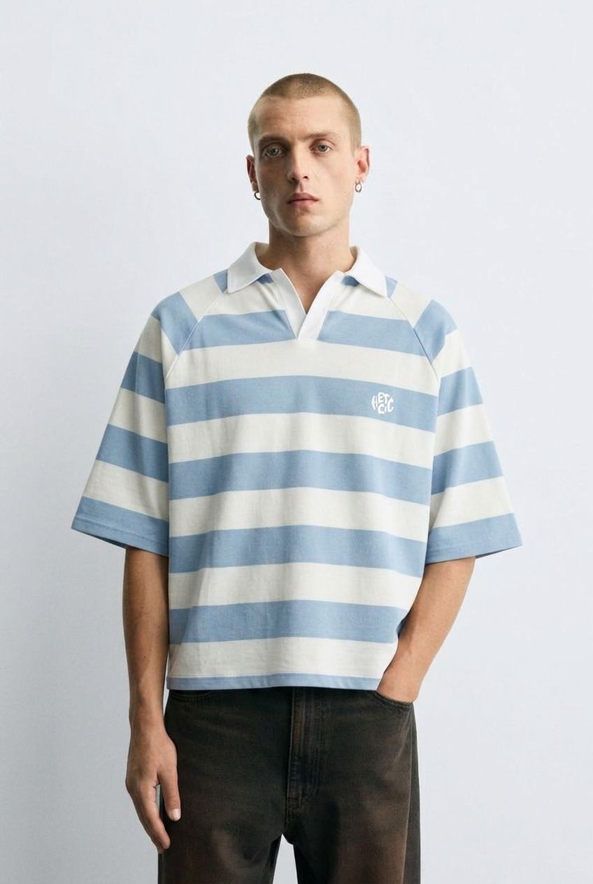 Baby Blue x White Polo