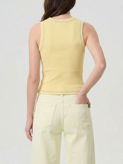 Yellow Outlined Ribbed Tank Top